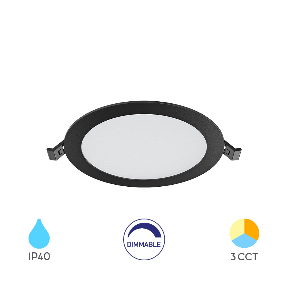 Braytron 12W LED Panel Dimmbar Einbauspot Einbaustrahler Deckenstrahler Flach IP40 CCT 3in1 schwarz