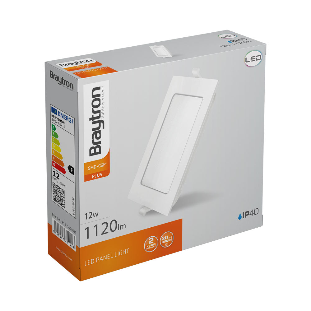 Braytron LED Eckige Panel Einbaustrahler Einbauleuchte Flach 12W 4000K Neutralweiß 230V Unterputz