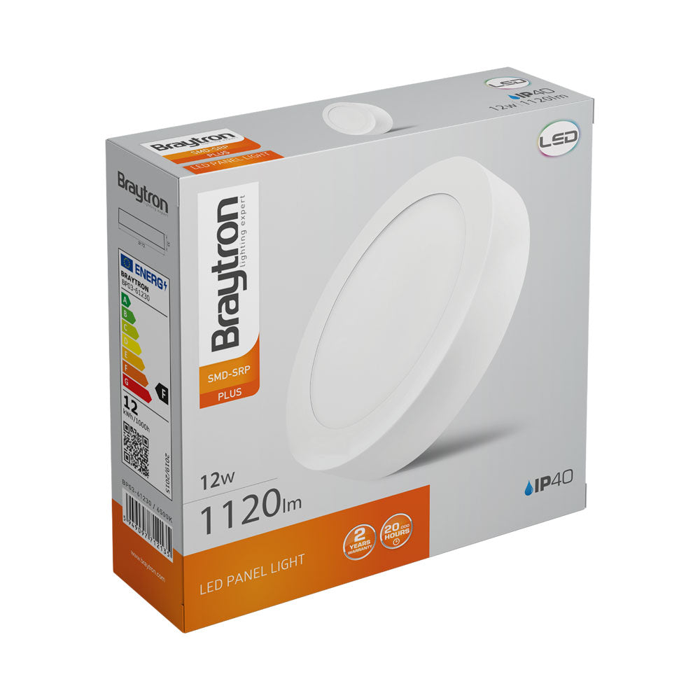 Braytron LED Deckenleuchte 12W Ø17cm Flach rund Weiß Deckenlampe Deckenlicht Flur WC hell 6500K