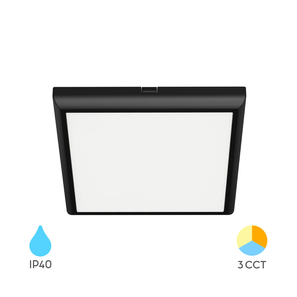 Braytron LED Panel Deckenleuchte Deckenlicht Eckig Flach 20W Wohnzimmer Kinderzimmer IP40 schwarz