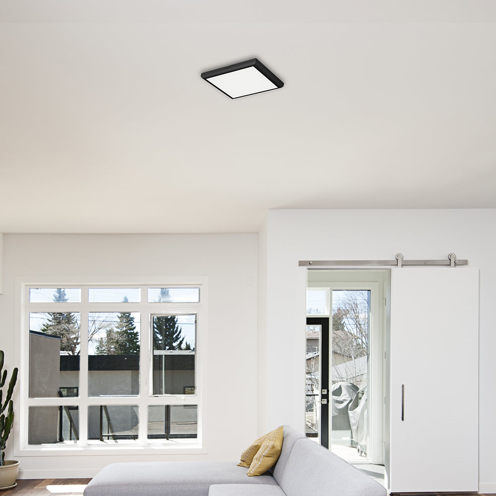 Braytron LED Panel Deckenleuchte Deckenlicht Eckig Flach 20W Wohnzimmer Kinderzimmer IP40 schwarz