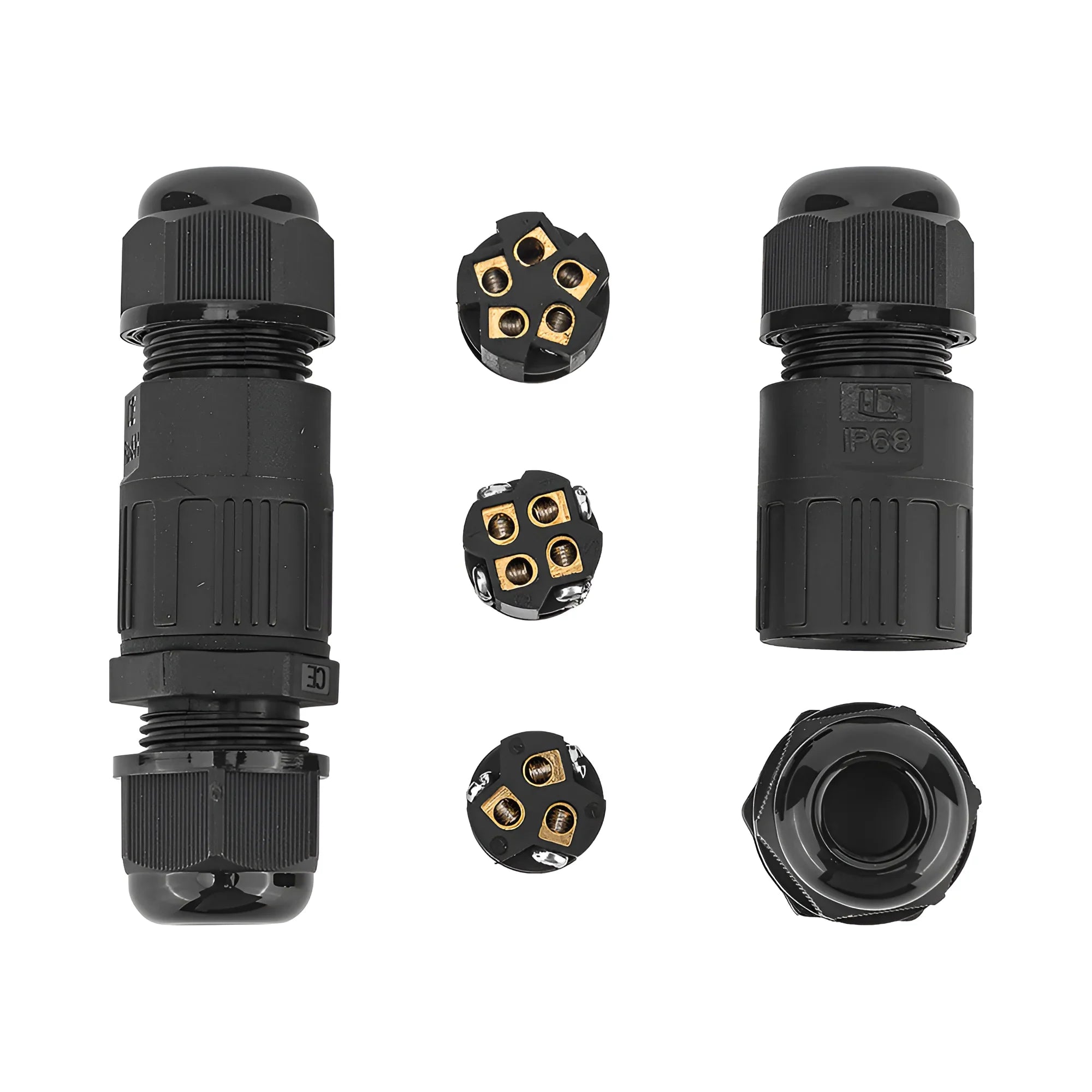 Braytron Kabelverbinder-Muffe 3-polig IP67 PG7 für Außen – Schwarz