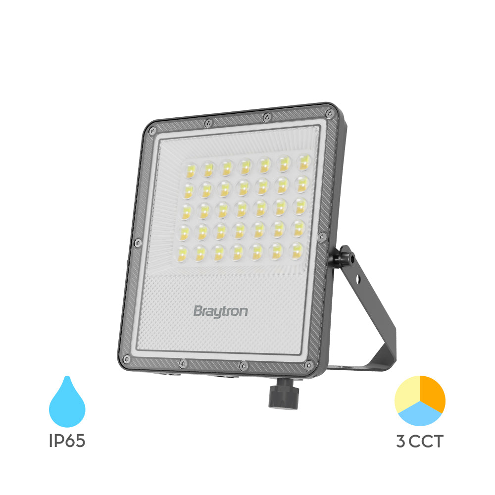 Braytron 30W LED Strahler Außen IP65 – Superhell 3300LM Flutlicht mit Farbwahl 3000K/4000K/6500K, wasserdichter Aluminium Außenstrahler für Garten, Hof, Garage, Einfahrt