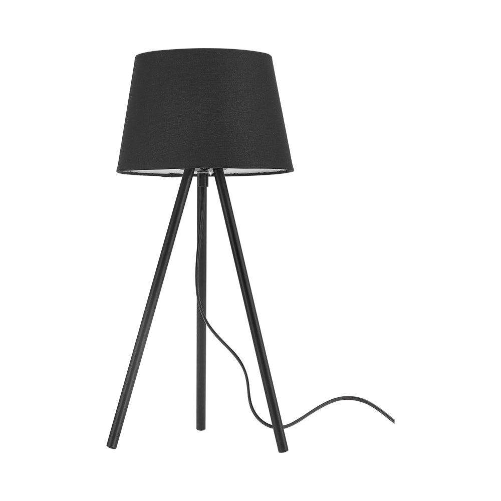 Braytron 3-Bein Beistellleuchte 48 cm E27 Fassung Modern mit Schirm Wohnzimmer Stehlampe schwarz