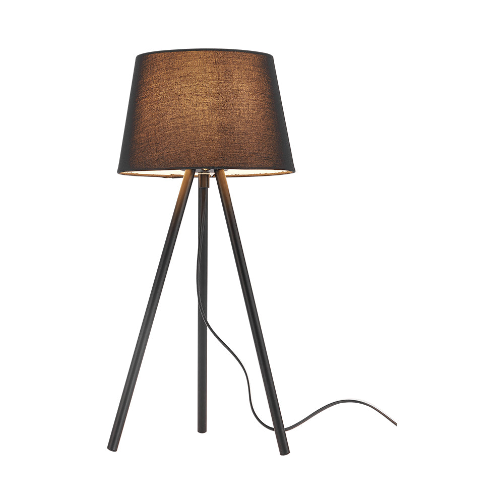 Braytron 3-Bein Beistellleuchte 48 cm E27 Fassung Modern mit Schirm Wohnzimmer Stehlampe schwarz