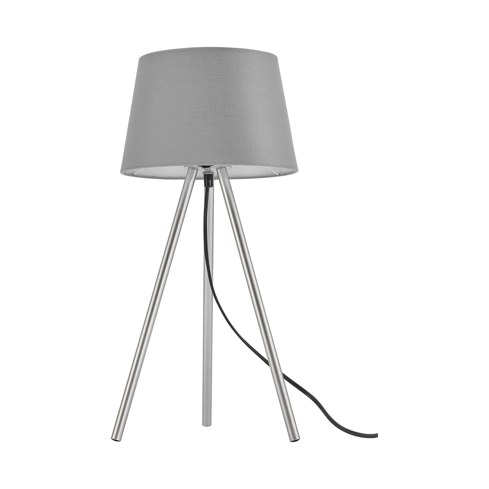 Braytron 3-Bein Beistellleuchte 48 cm E27 Fassung Modern mit Schirm Wohnzimmer Stehlampe Grau
