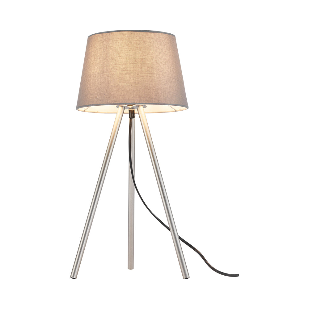 Braytron 3-Bein Beistellleuchte 48 cm E27 Fassung Modern mit Schirm Wohnzimmer Stehlampe Grau