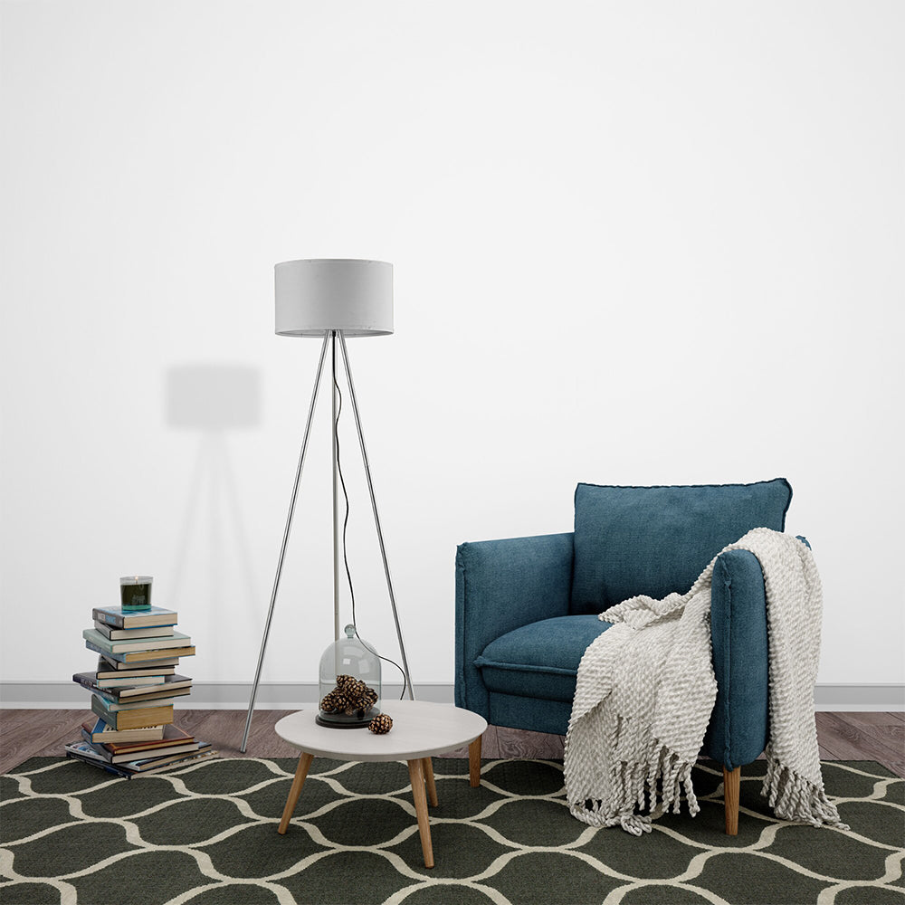 Braytron 3-Bein Stehleuchte 155cm E27 Modern mit Schirm Wohnzimmer Stehlampe Deckenfluter Weiß