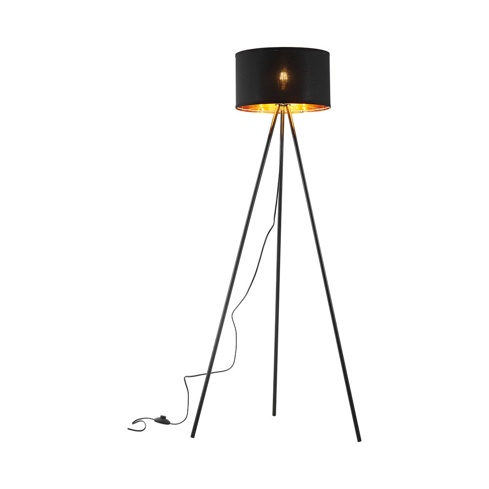 Braytron 3-Bein Stehleuchte 155cm E27 Modern mit Schirm Wohnzimmer Stehlampe Deckenfluter Schwarz