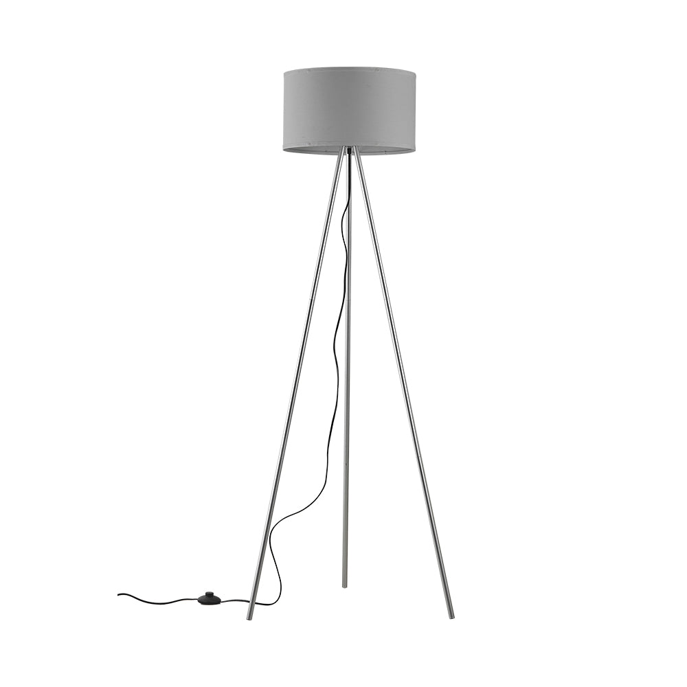 Braytron 3-Bein Stehleuchte 155cm E27 Modern mit Schirm Wohnzimmer Stehlampe Deckenfluter Grau
