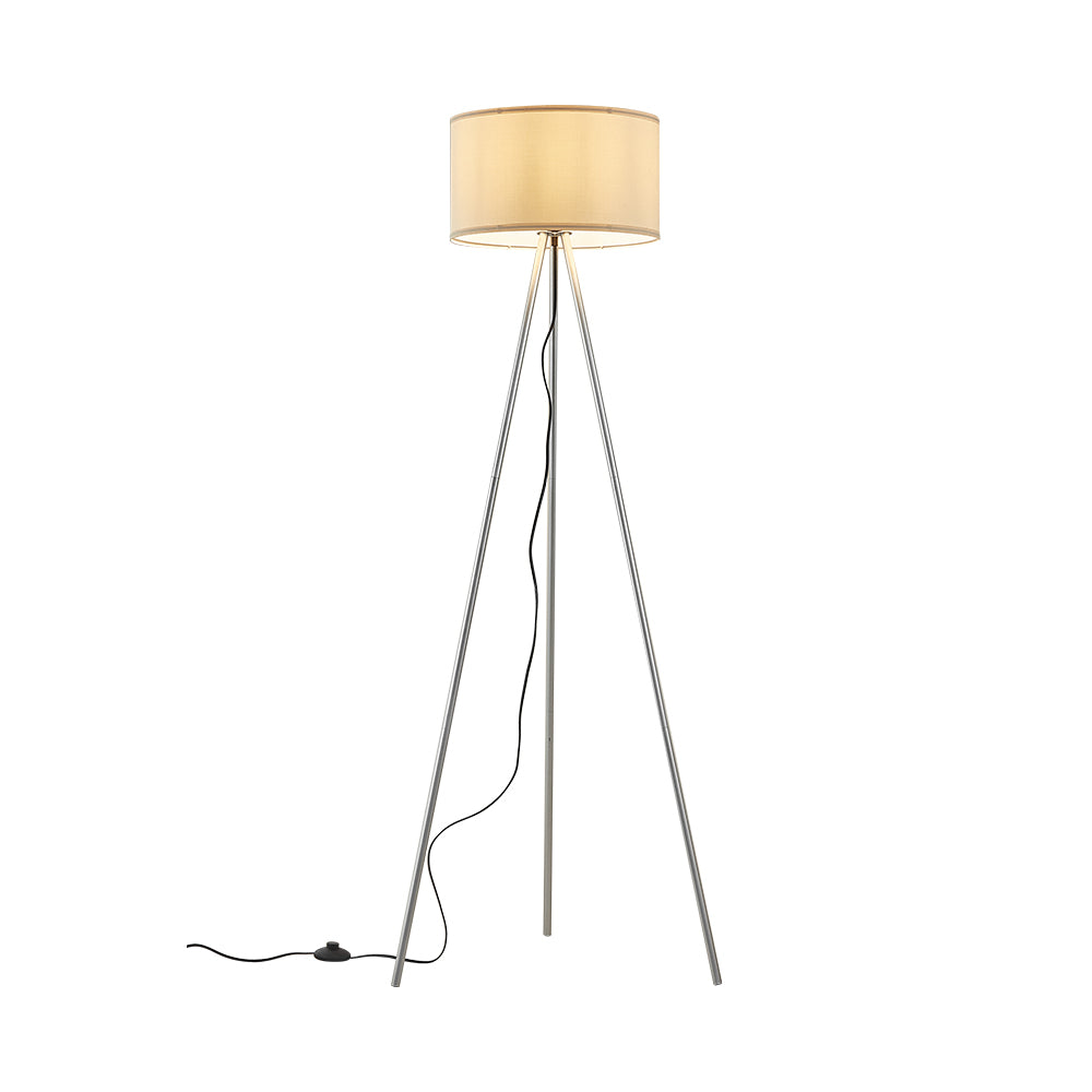 Braytron 3-Bein Stehleuchte 155cm E27 Modern mit Schirm Wohnzimmer Stehlampe Deckenfluter Grau