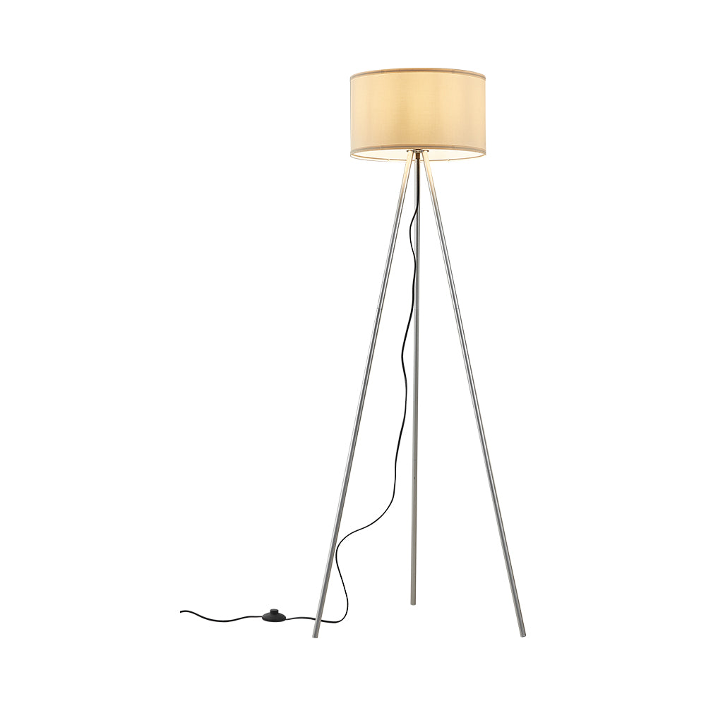 Braytron 3-Bein Stehleuchte 155cm E27 Modern mit Schirm Wohnzimmer Stehlampe Deckenfluter Beige