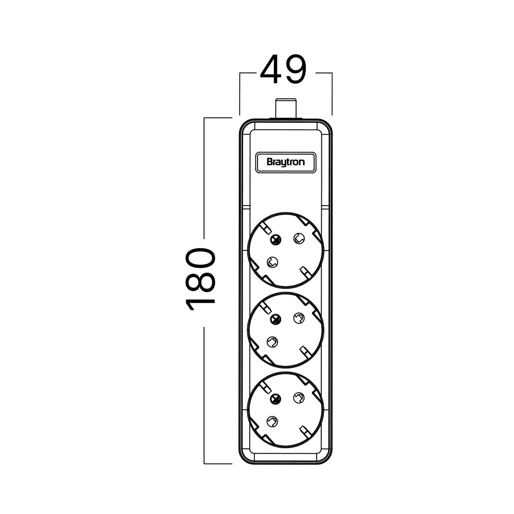 Braytron Mehrfachsteckdose 3-fach ohne Kabel, ohne Schalter, 3680W, Kindersicherung, Steckdosenleiste für individuelle Installation mit Clip-System