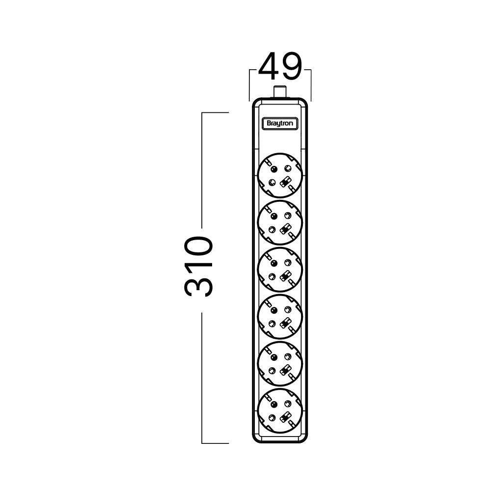 Braytron Mehrfachsteckdose 6-fach ohne Kabel, ohne Schalter, 3680W, Kindersicherung, Steckdosenleiste für individuelle Installation mit Clip-System