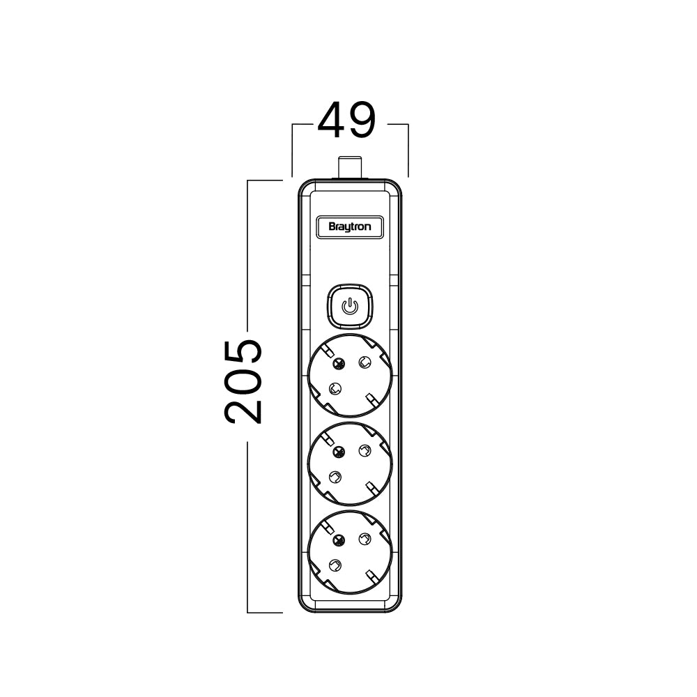 Braytron Mehrfachsteckdose 3-fach ohne Kabel, mit beleuchtetem Ein-/Ausschalter, 3680W, Kindersicherung, Steckdosenleiste für individuelle Installation mit Clip-System