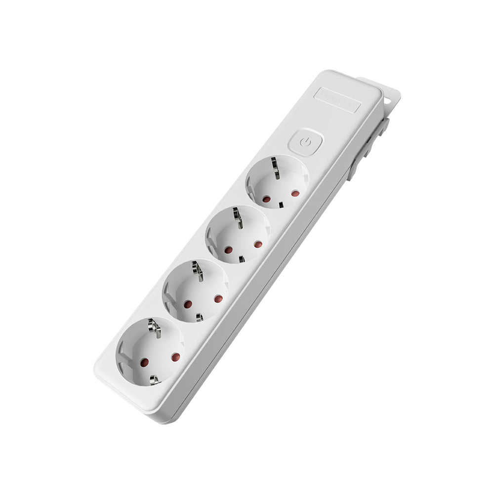 Braytron Mehrfachsteckdose 4-fach ohne Kabel, mit beleuchtetem Ein-/Ausschalter, 3680W, Kindersicherung, Steckdosenleiste für individuelle Installation mit Clip-System