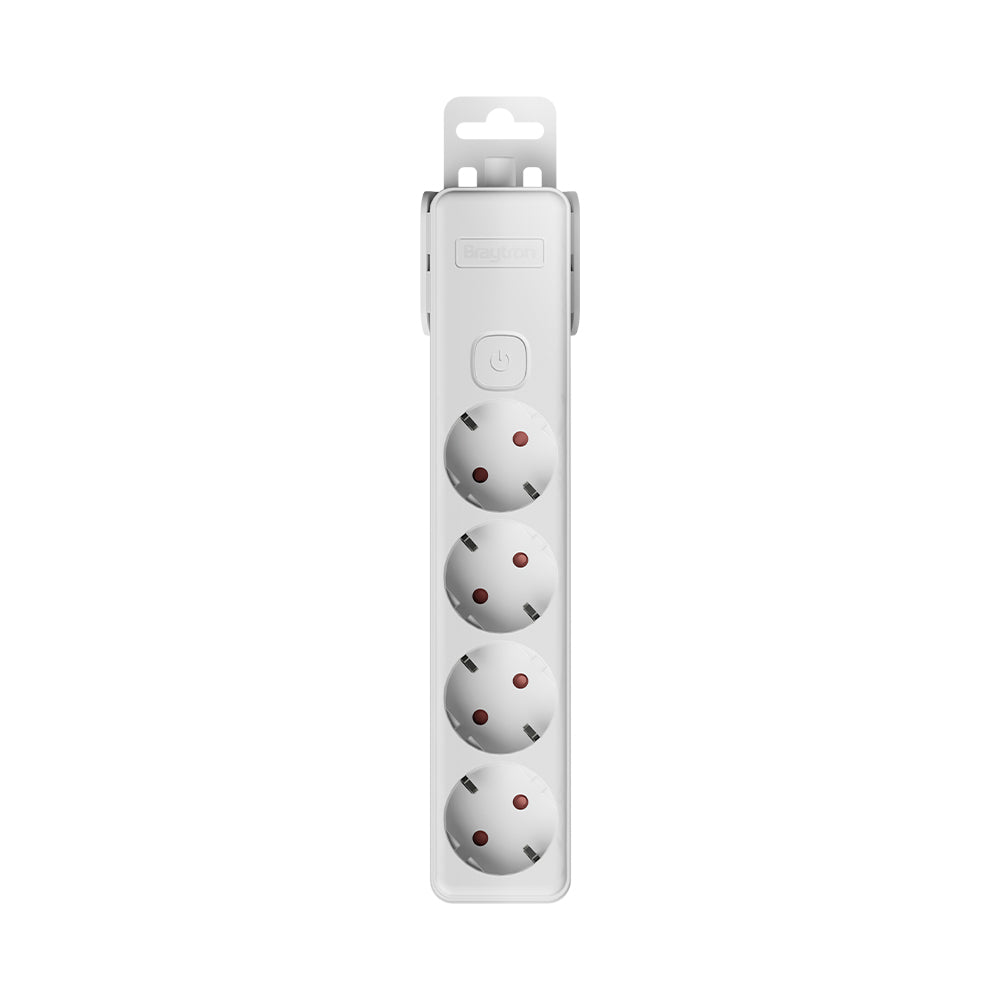 Braytron Mehrfachsteckdose 4-fach ohne Kabel, mit beleuchtetem Ein-/Ausschalter, 3680W, Kindersicherung, Steckdosenleiste für individuelle Installation mit Clip-System