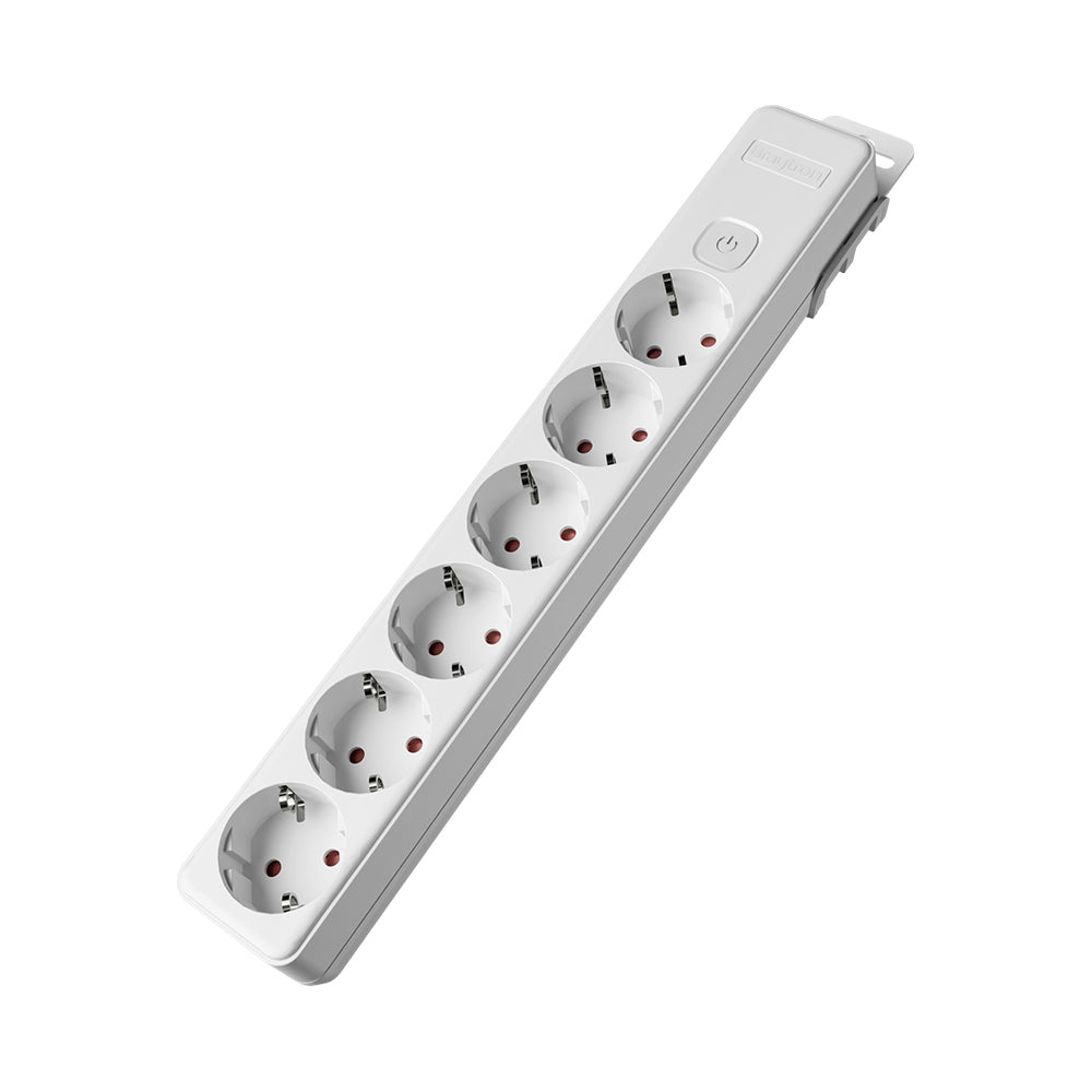 Braytron Mehrfachsteckdose 6-fach ohne Kabel, mit beleuchtetem Ein-/Ausschalter, 3680W, Kindersicherung, Steckdosenleiste für individuelle Installation mit Clip-System