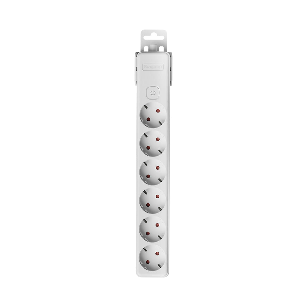 Braytron Mehrfachsteckdose 6-fach ohne Kabel, mit beleuchtetem Ein-/Ausschalter, 3680W, Kindersicherung, Steckdosenleiste für individuelle Installation mit Clip-System