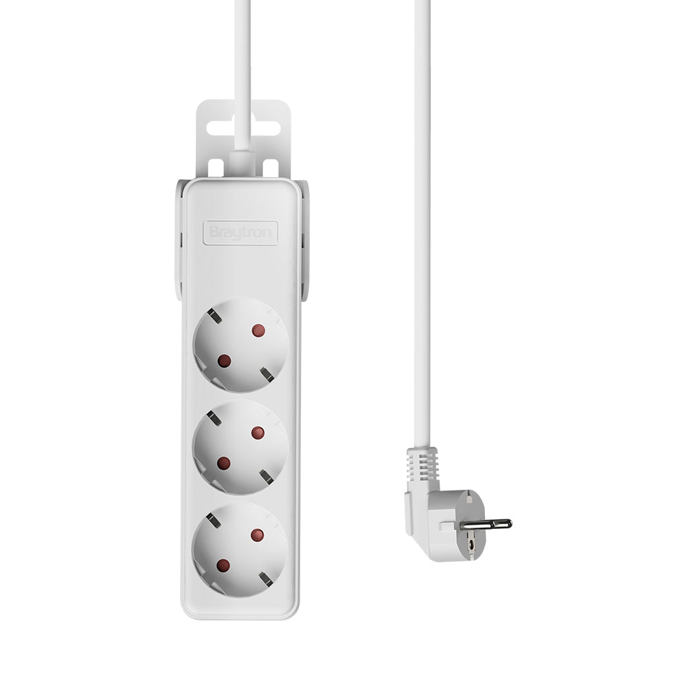 Braytron XLINE 3-fach Steckdosenleiste mit 5 m Kabel und Kindersicherung – Weiß