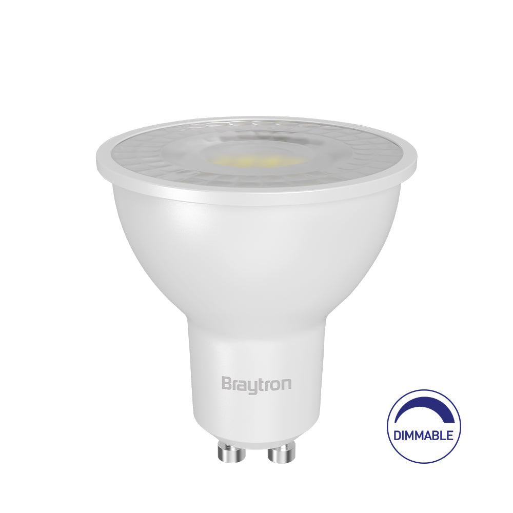 Braytron LED-Leuchtmittel GU10 6W 3000K Warmweiß 530 lm 38° dimmbar – Weiß