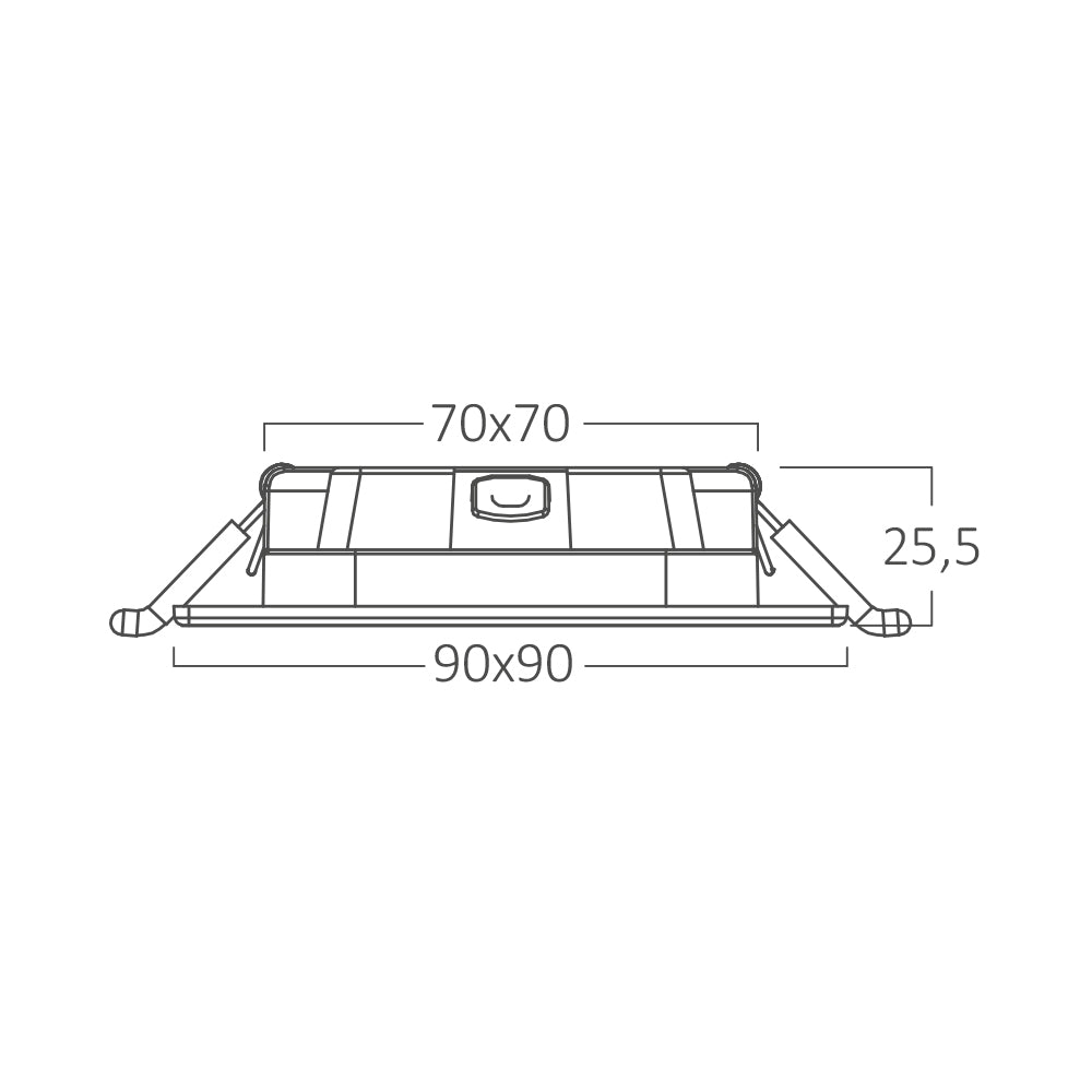 Braytron LED-Einbaupanel 3W 3CCT eckig 90 mm ultraflach – Weiß