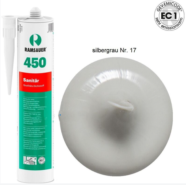 RAMSAUER Silikon Sanitär 450   Silbergrau  Nr. 17  310ml, F10174