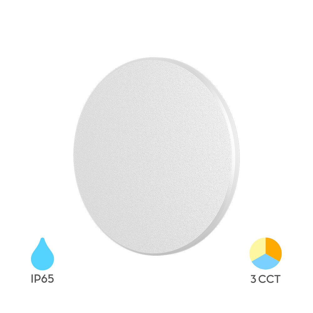 Braytron Palermo LED Außenwandleuchte 8W 3CCT rund IP65 Ø120 mm – Weiß
