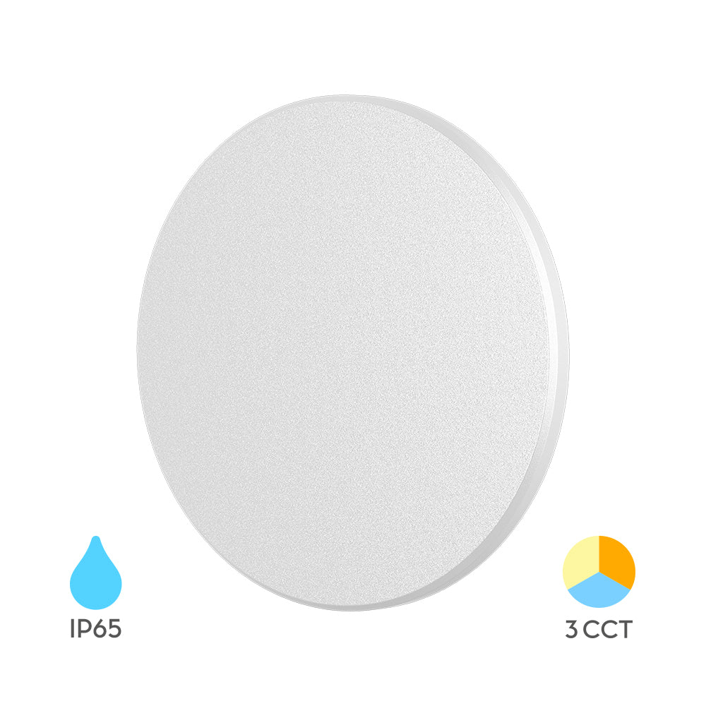 Braytron Palermo LED Außenwandleuchte 10W 3CCT rund IP65 Ø180 mm – Weiß